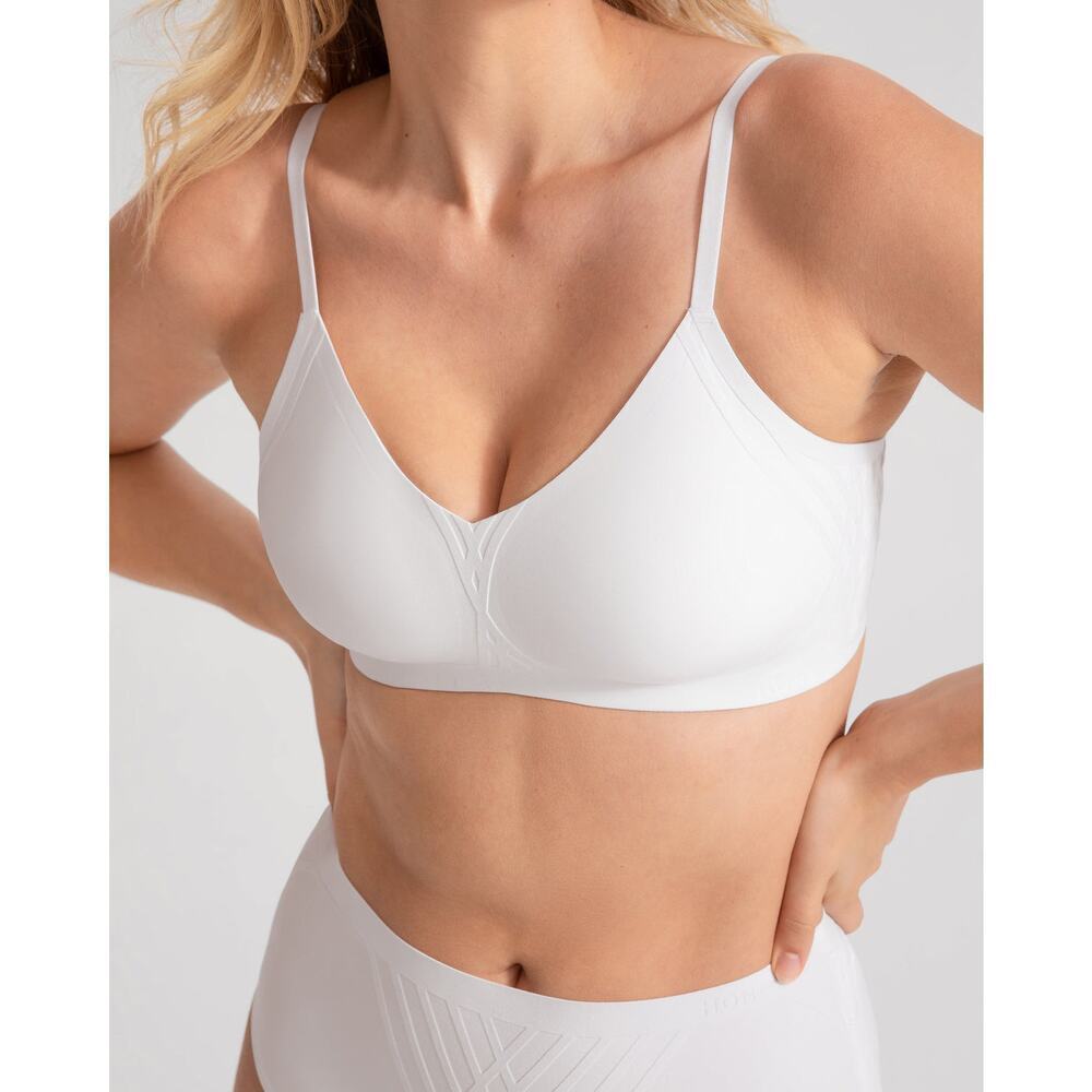 Honeylove Silhouette LiftWear Wire Free Bra in Astral White Large 38B/C